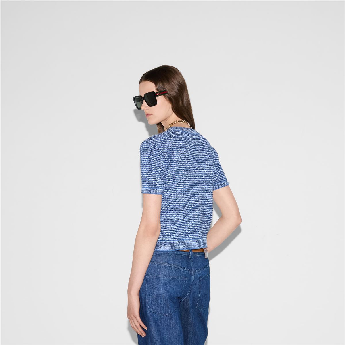 FINE COTTON CREWNECK TOP - GUCCI - Verso