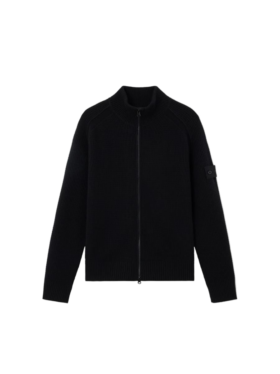 Zip-up jumper with raglan sleeves and ribbed trims
