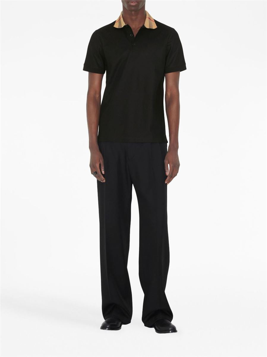 CHECKERED-COLLAR COTTON POLO SHIRT