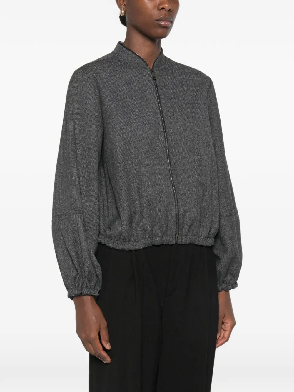 Elasticated-hem zip-up jacket-FABIANA FILIPPI-Verso