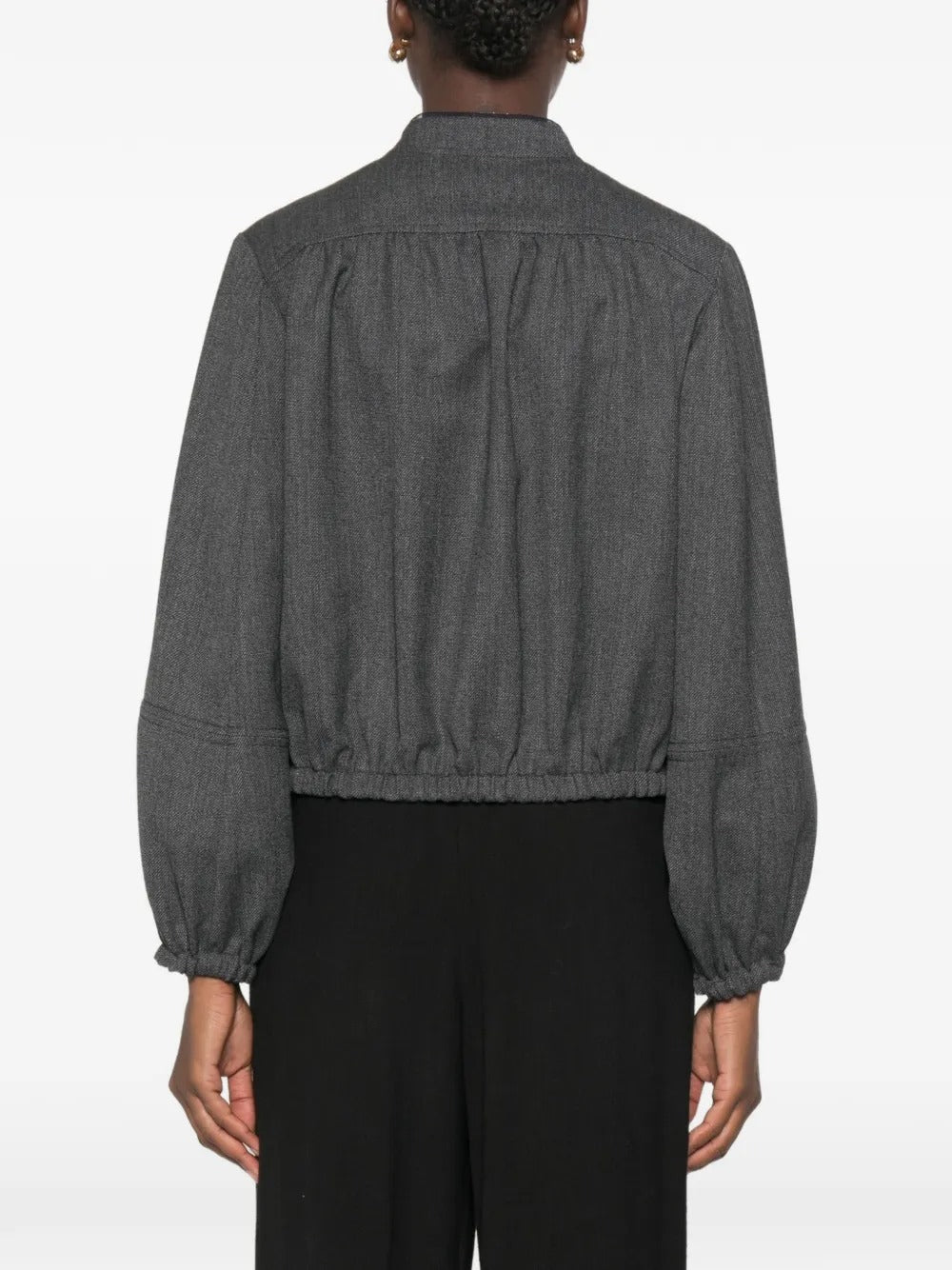 Elasticated-hem zip-up jacket-FABIANA FILIPPI-Verso