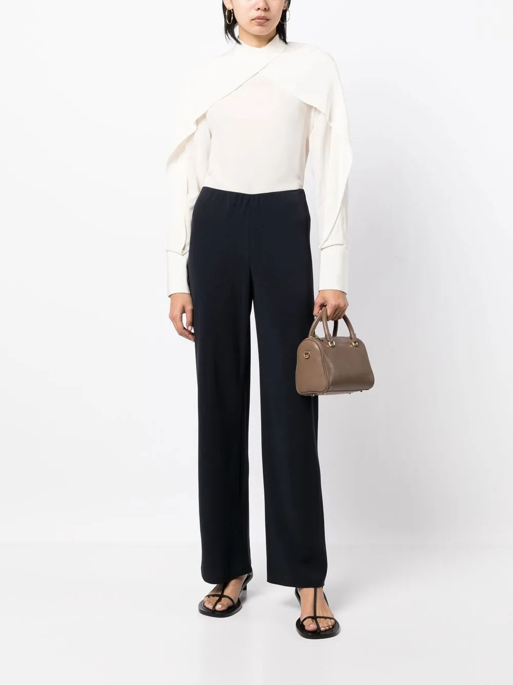 Elasticated high-waisted trousers-VINCE-Verso