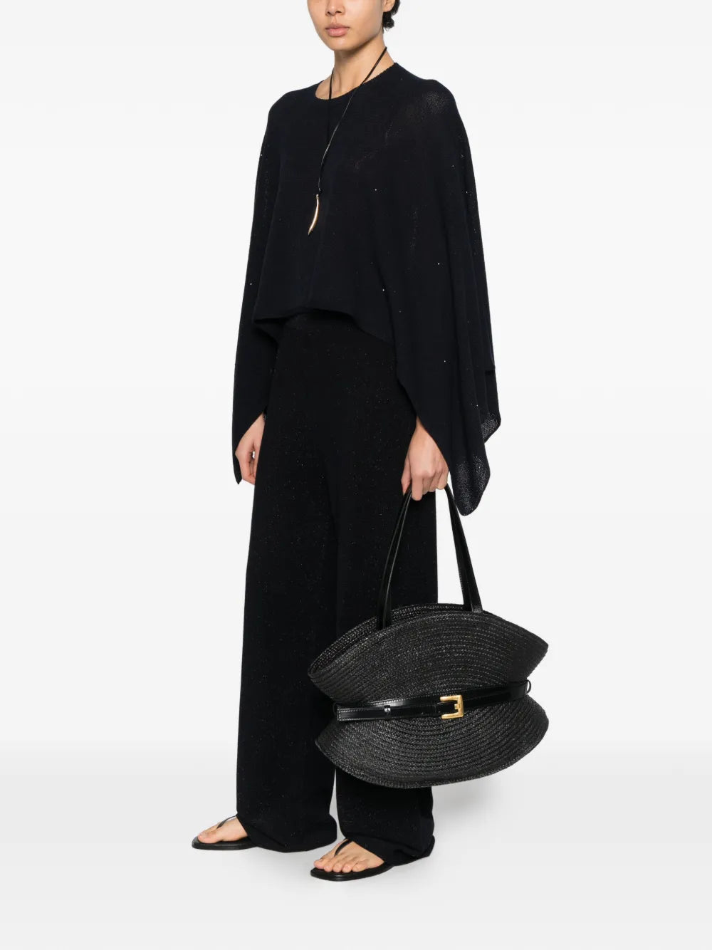Embellished knit poncho-FABIANA FILIPPI-Verso