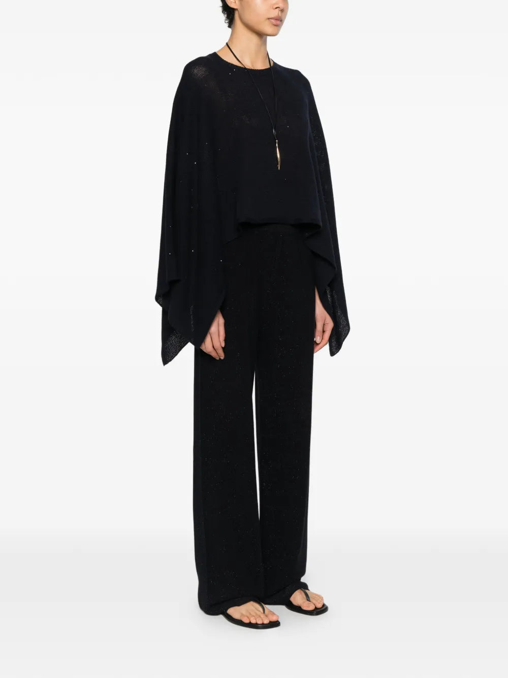 Embellished knit poncho-FABIANA FILIPPI-Verso