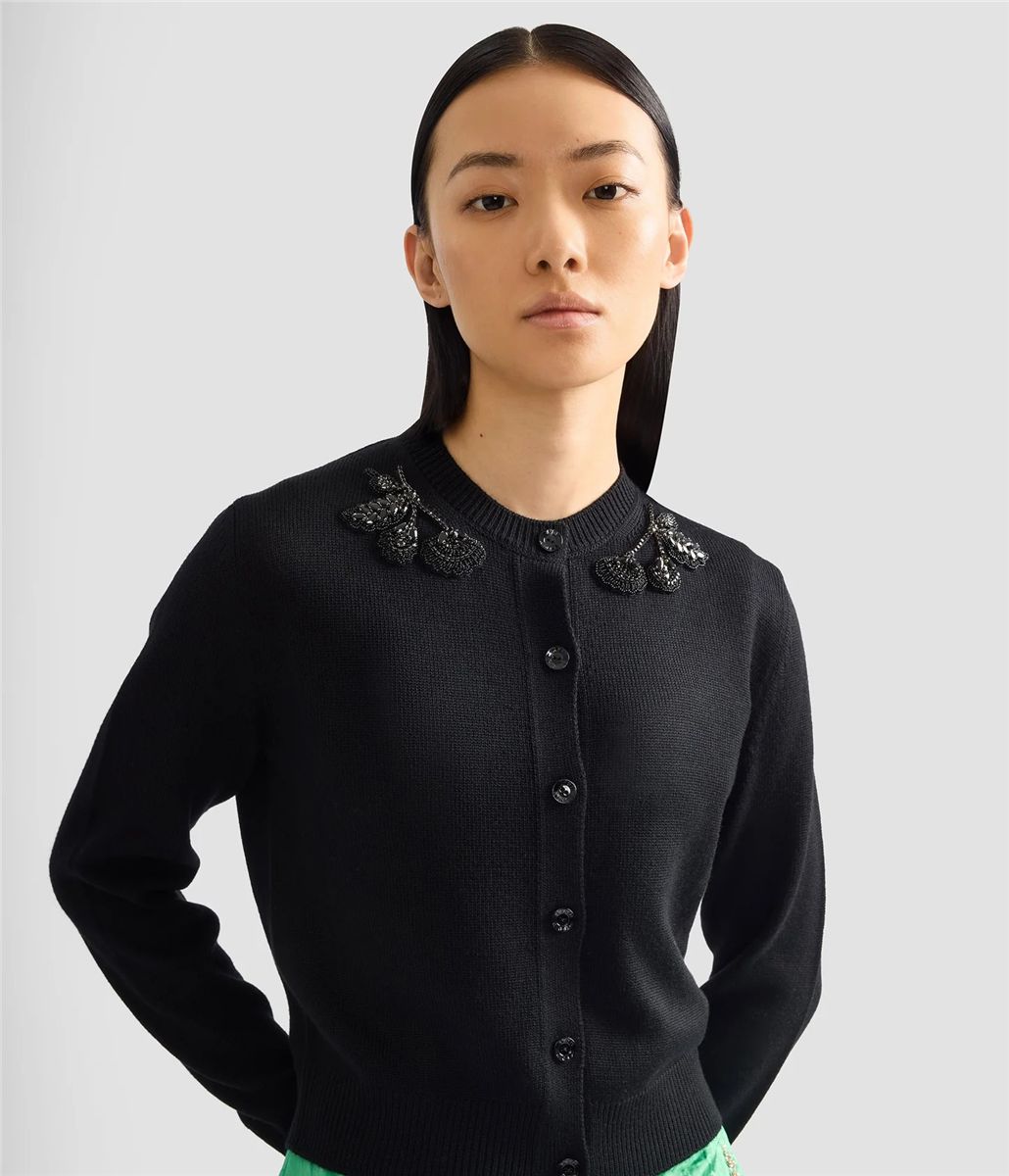 Embellished merino wool cardigan