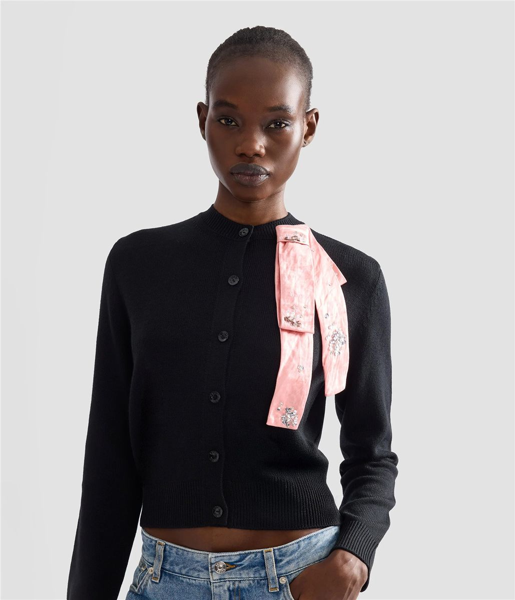 Embellished merino wool cardigan-ERDEM-Verso