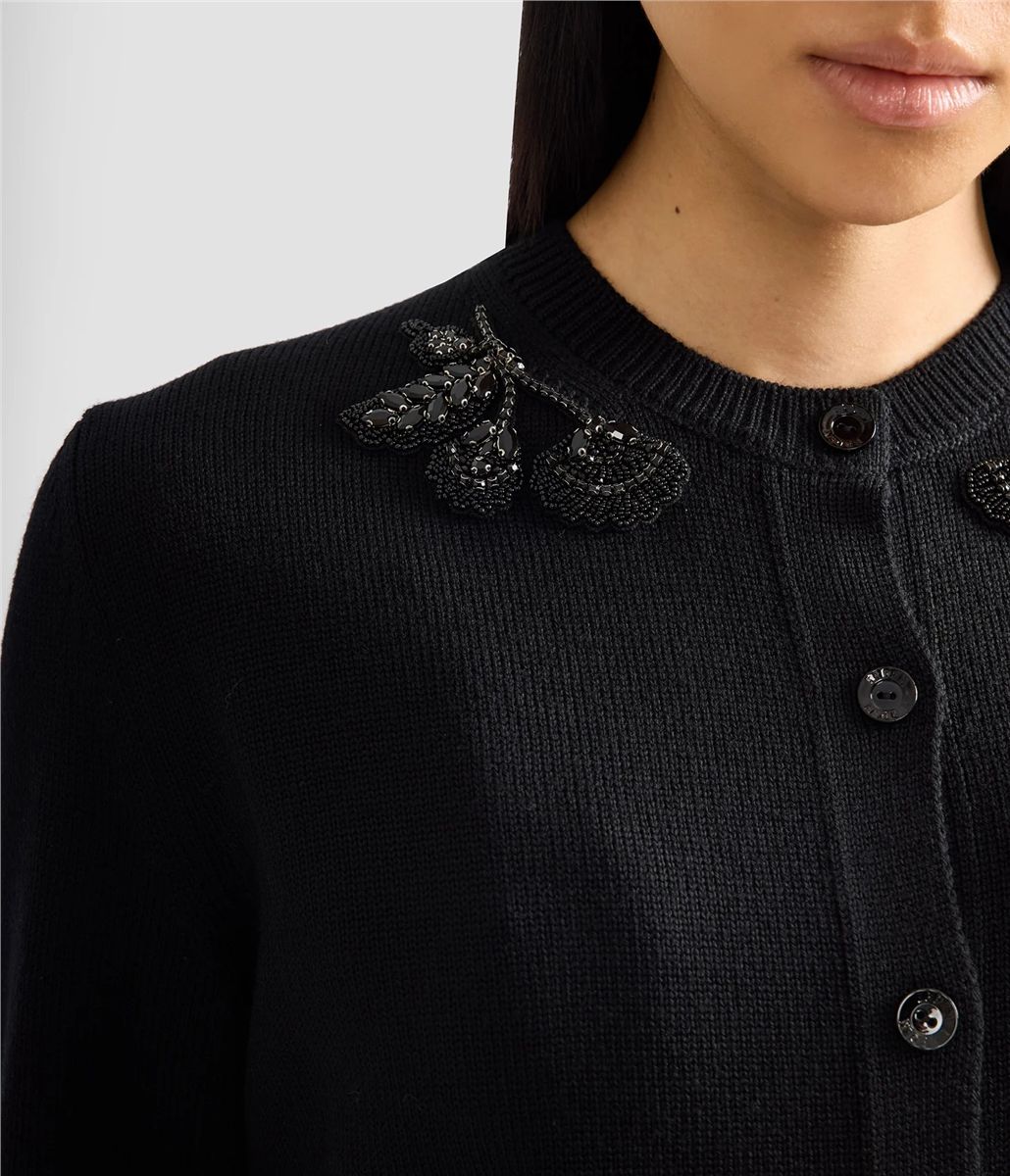 Embellished merino wool cardigan