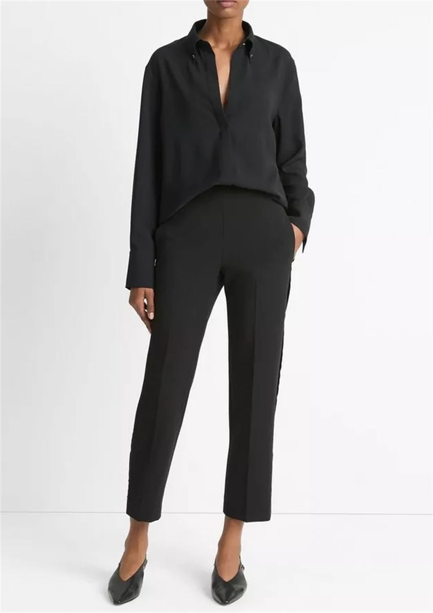 EMBELLISHED POINT-COLLAR CREPE SHIRT - VINCE - Verso
