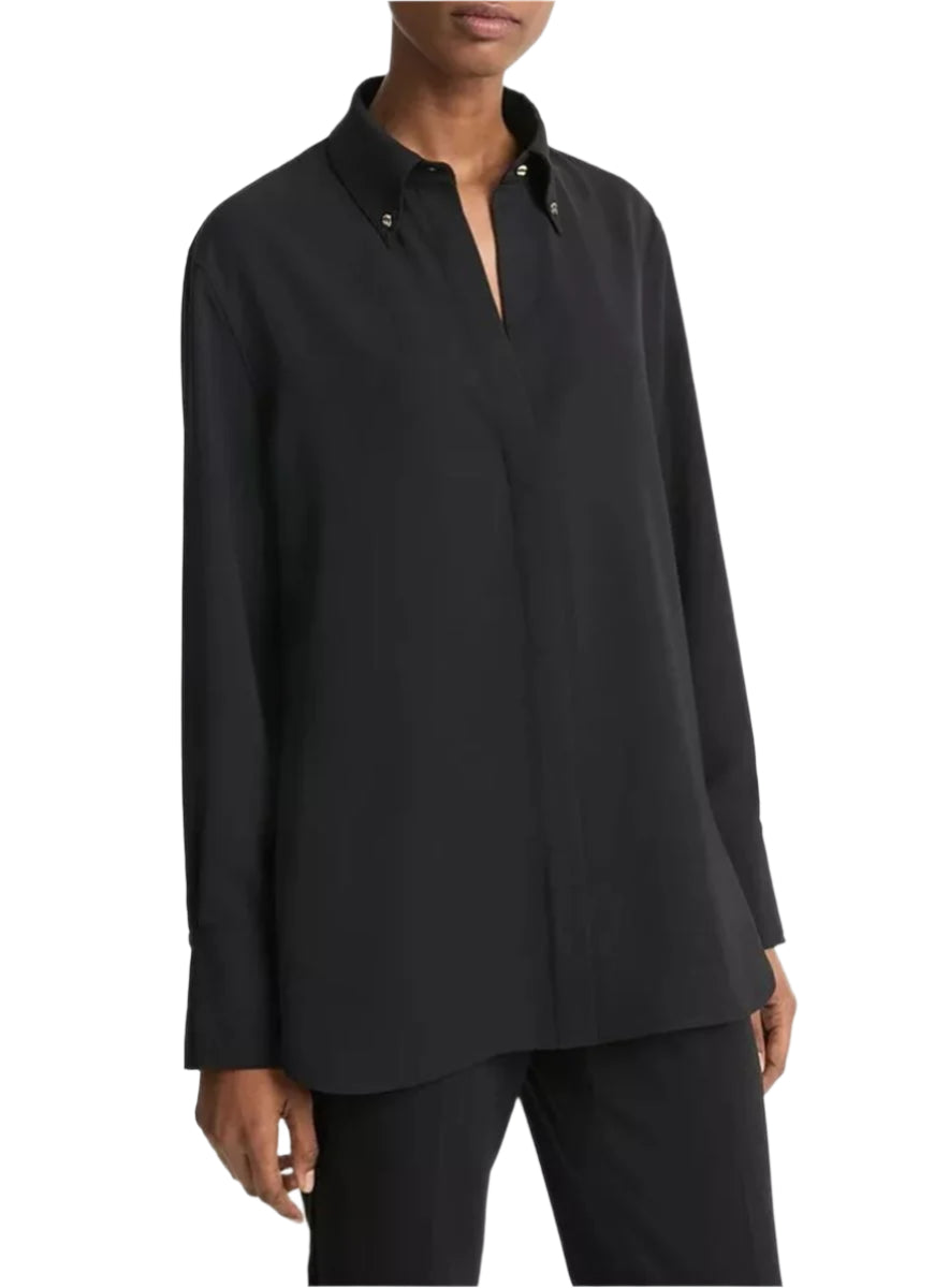 EMBELLISHED POINT-COLLAR CREPE SHIRT - VINCE - Verso