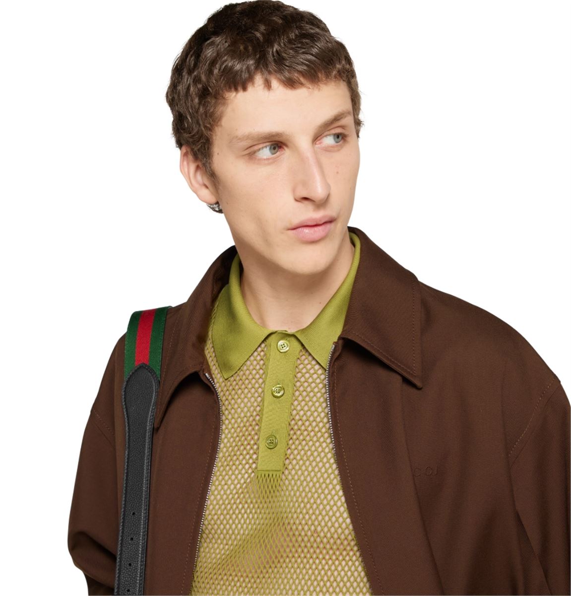 EMBOSSED TECHNICAL MESH POLO TOP - GUCCI - Verso