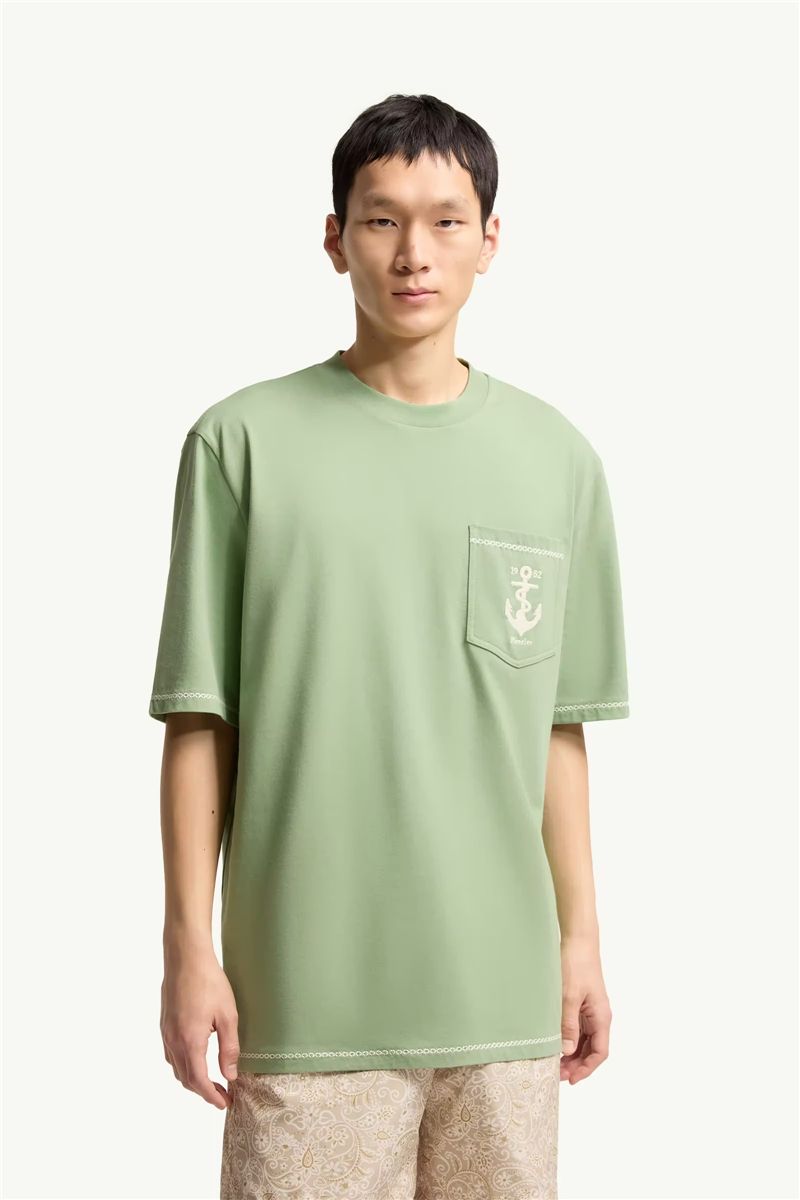 Embroidered anchor cotton t-shirt-MONCLER-Verso