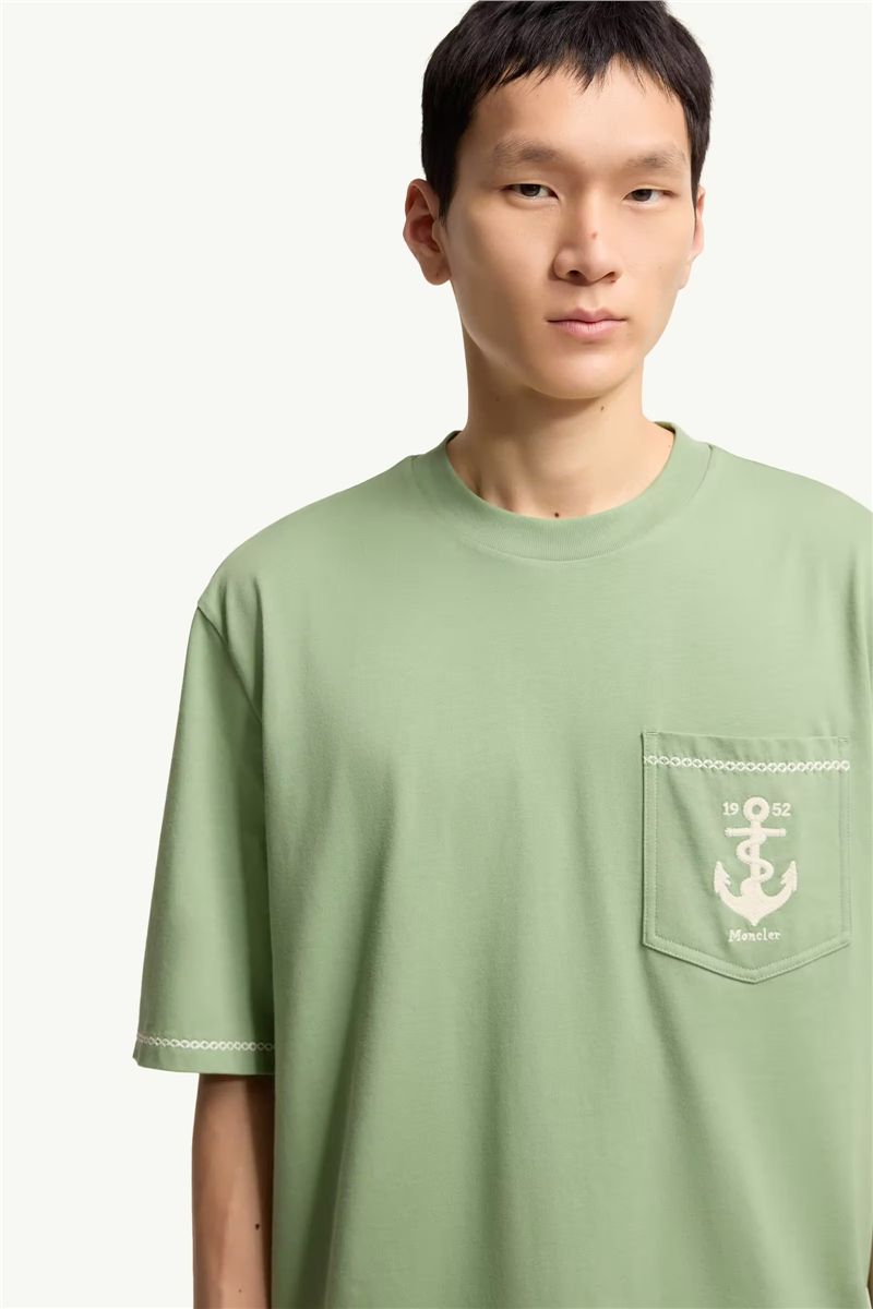 Embroidered anchor cotton t-shirt-MONCLER-Verso