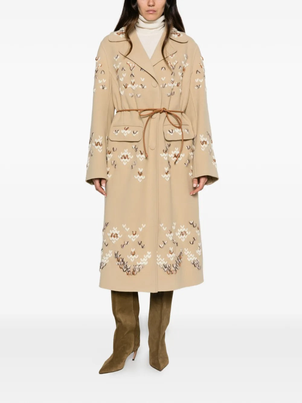Embroidered belted coat-ERMANNO SCERVINO-Verso