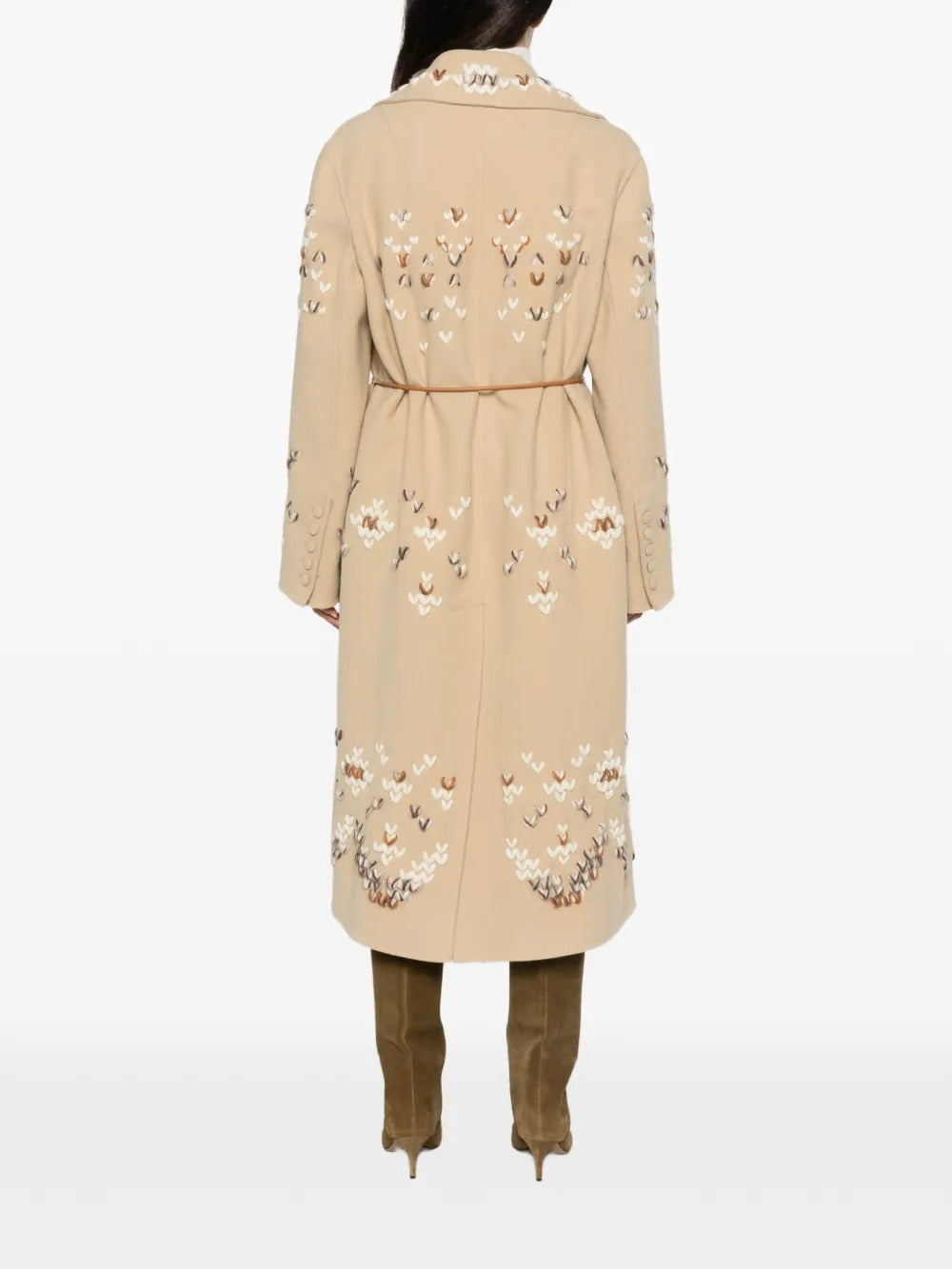 Embroidered belted coat-ERMANNO SCERVINO-Verso