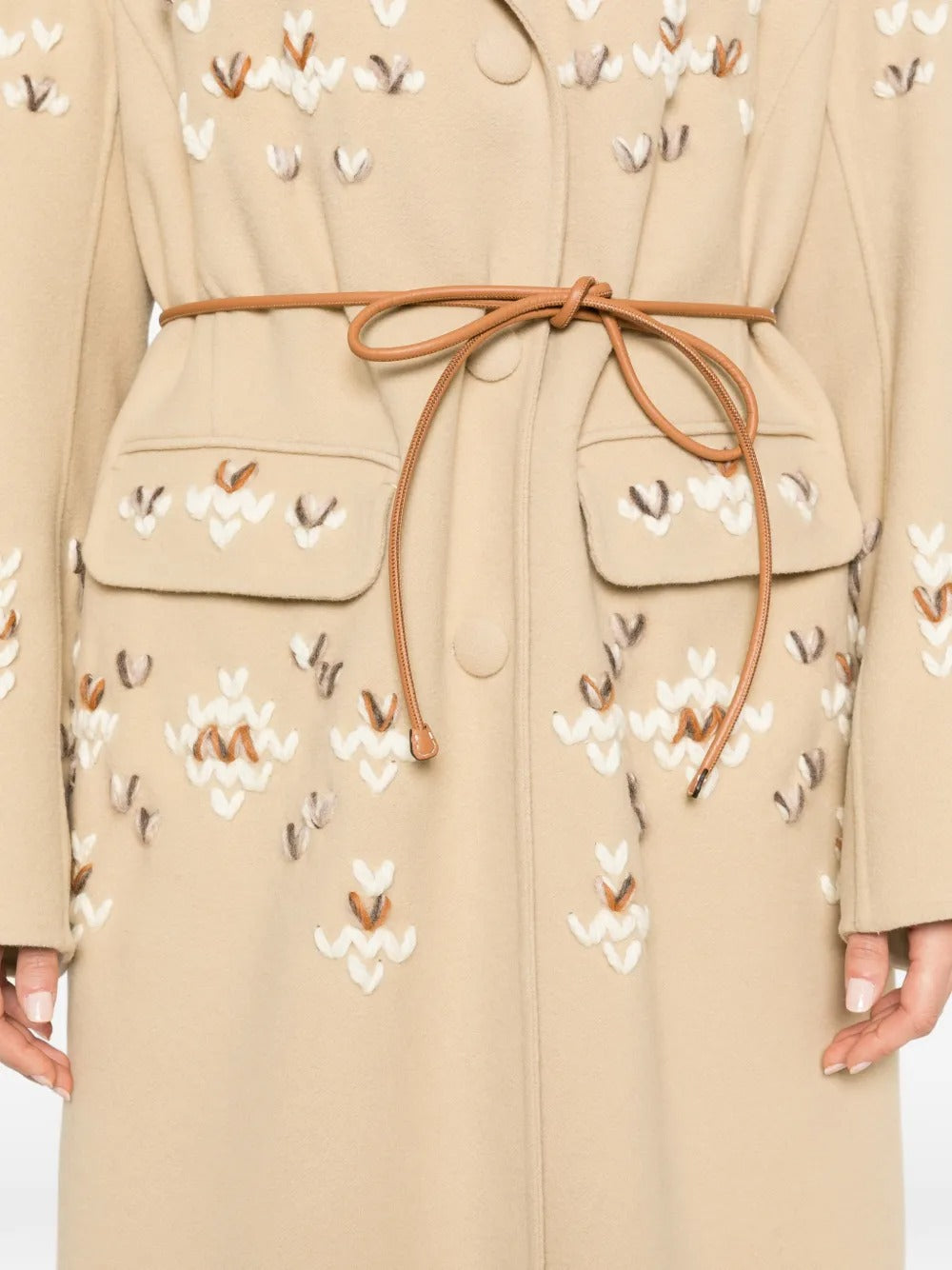 Embroidered belted coat-ERMANNO SCERVINO-Verso