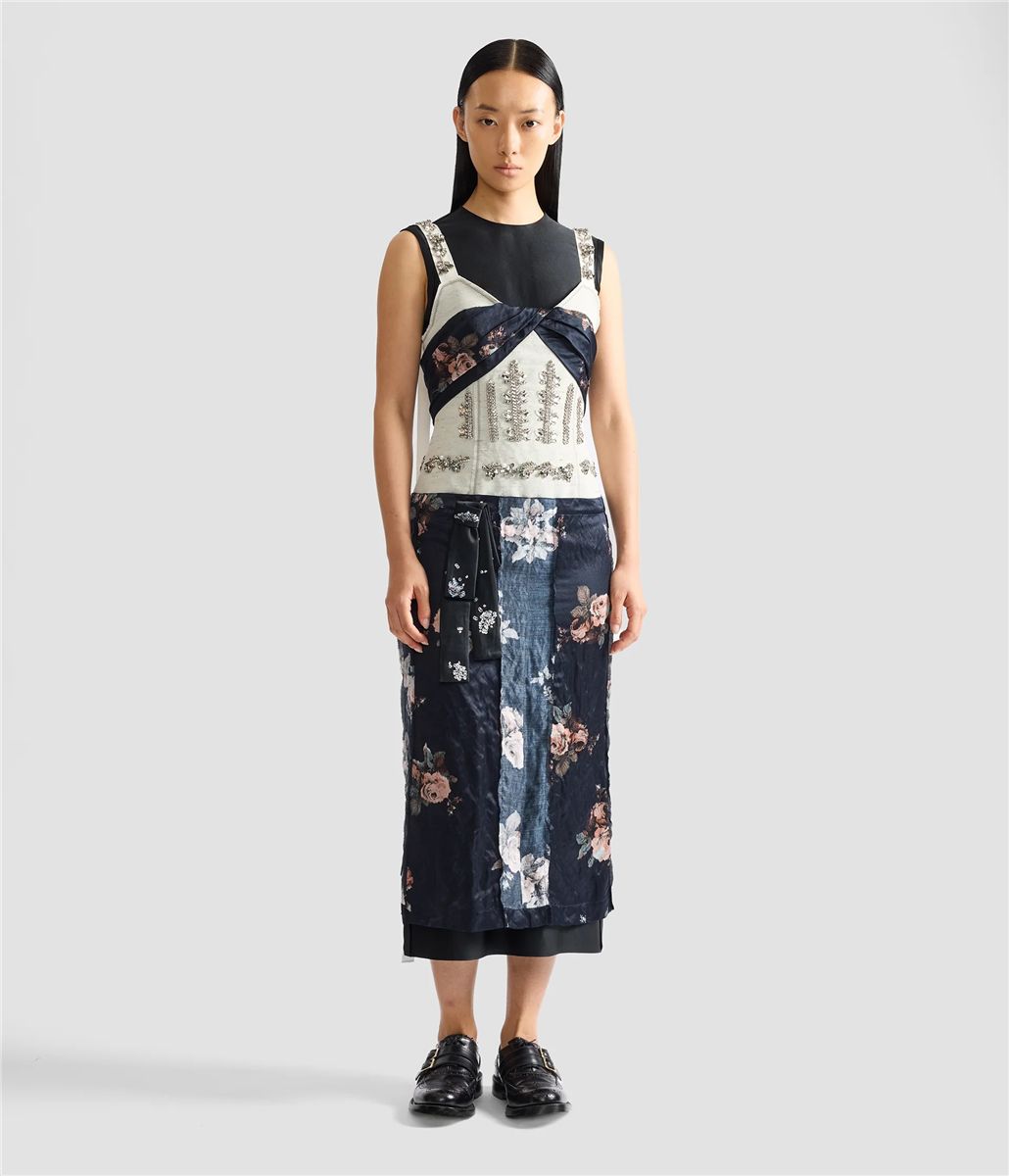 Embroidered cady sleeveless midi dress-ERDEM-Verso