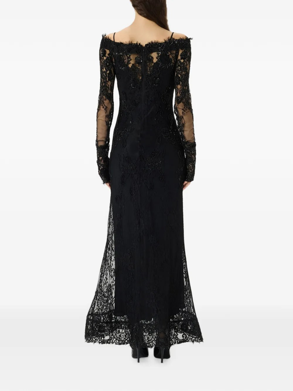 Embroidered floral-lace maxi dress-BLUMARINE-Verso