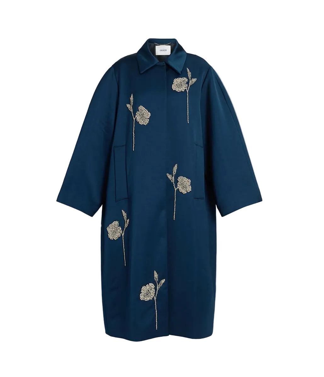 Embroidered heavy satin coat-ERDEM-310283-S-Verso