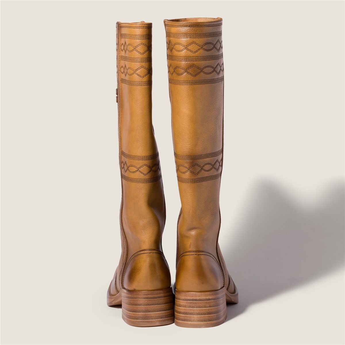 Embroidered leather boots-MIU MIU-Verso