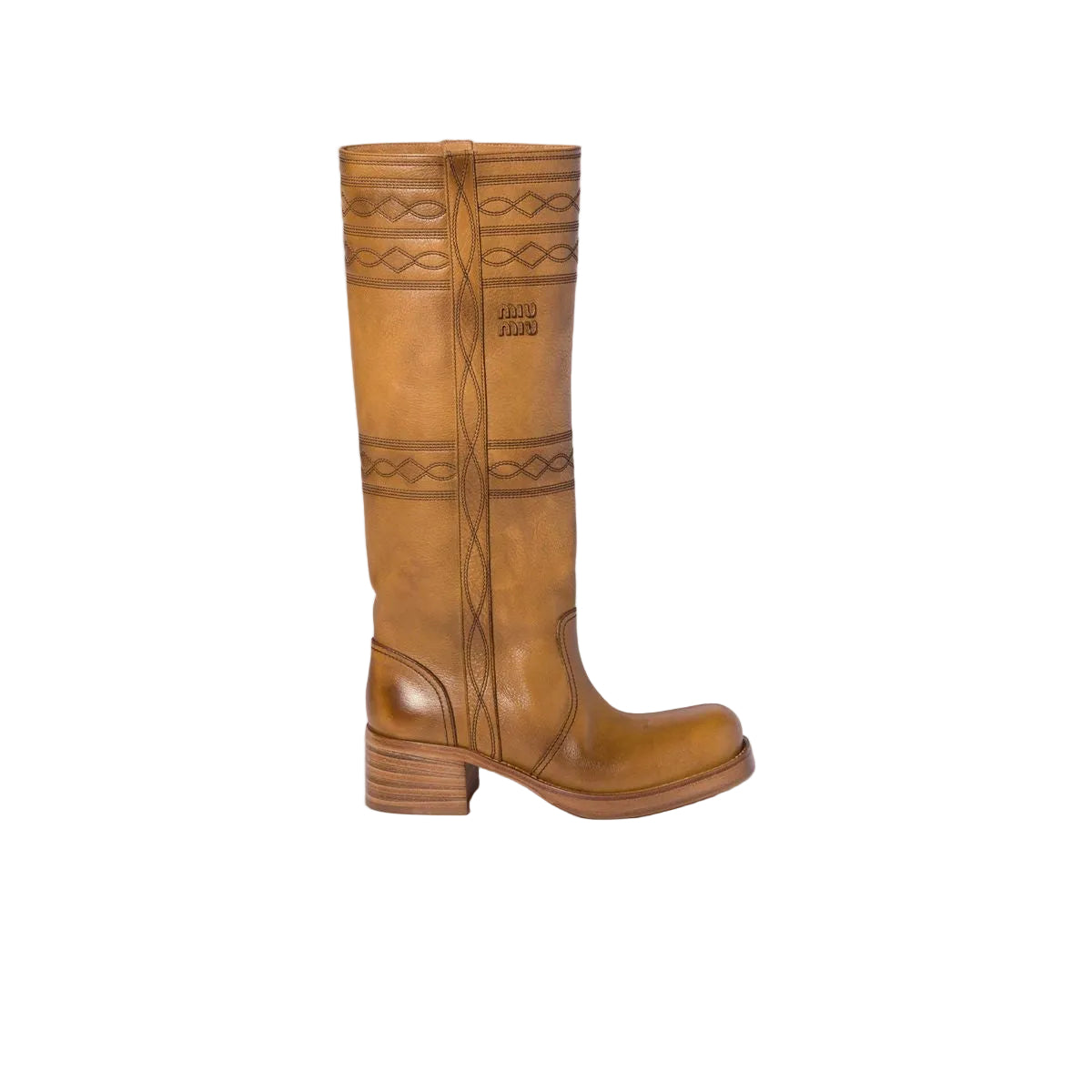 Embroidered leather boots-MIU MIU-309795-36-Verso