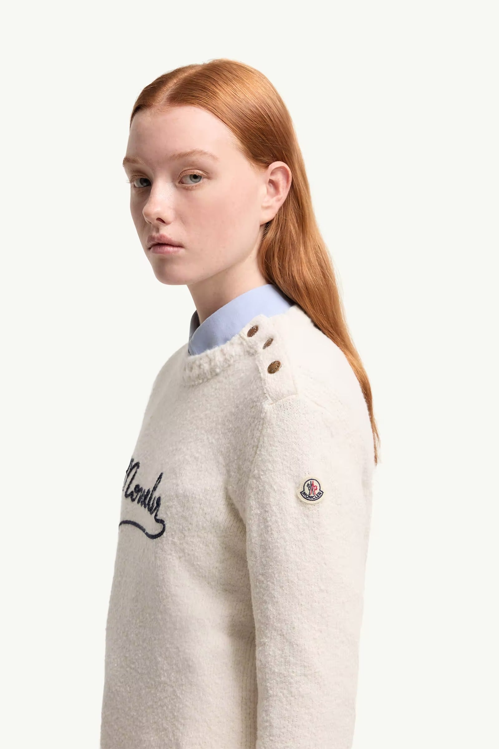 Embroidered Logo Cotton Blend Jumper-MONCLER-Verso