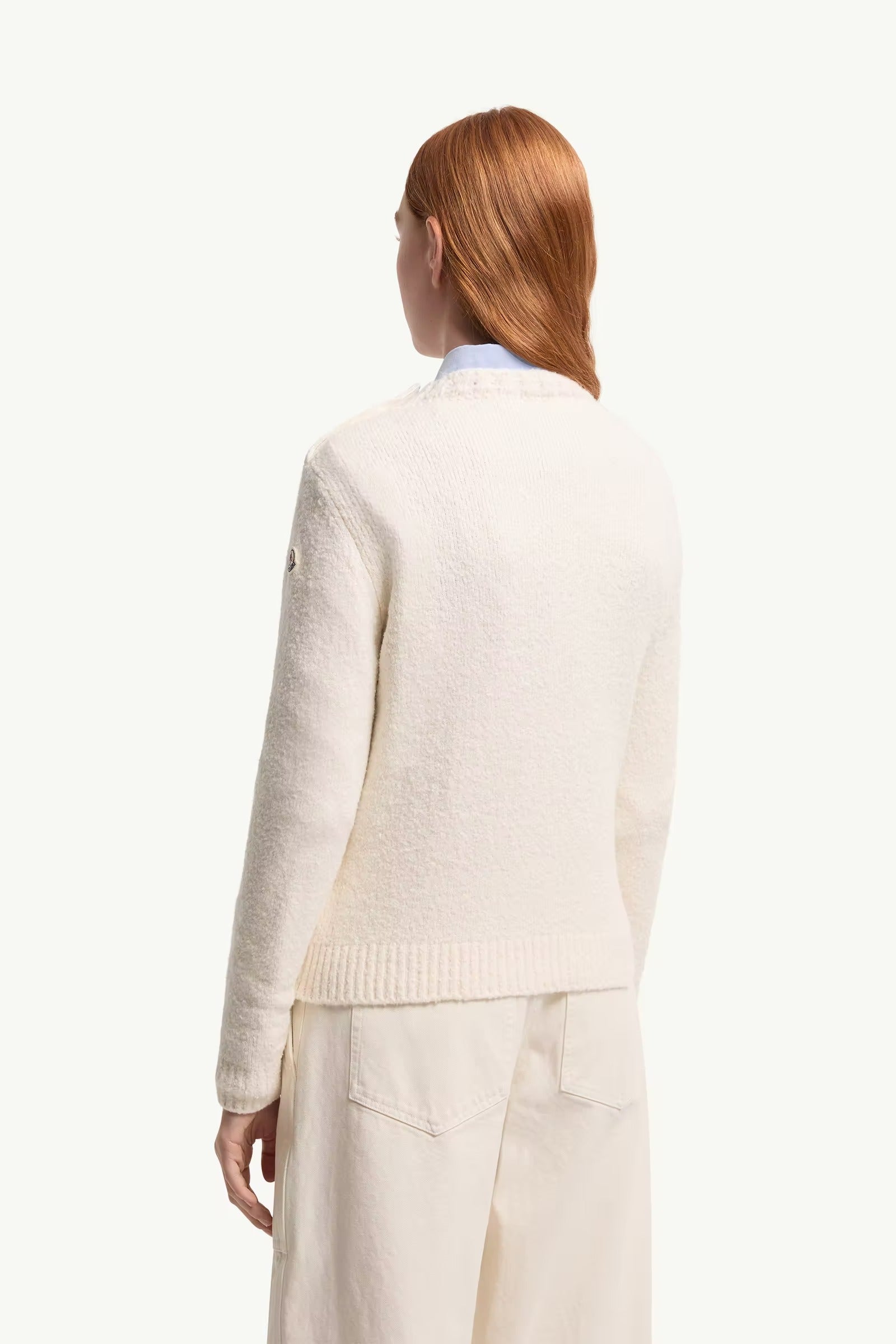 Embroidered Logo Cotton Blend Jumper-MONCLER-Verso