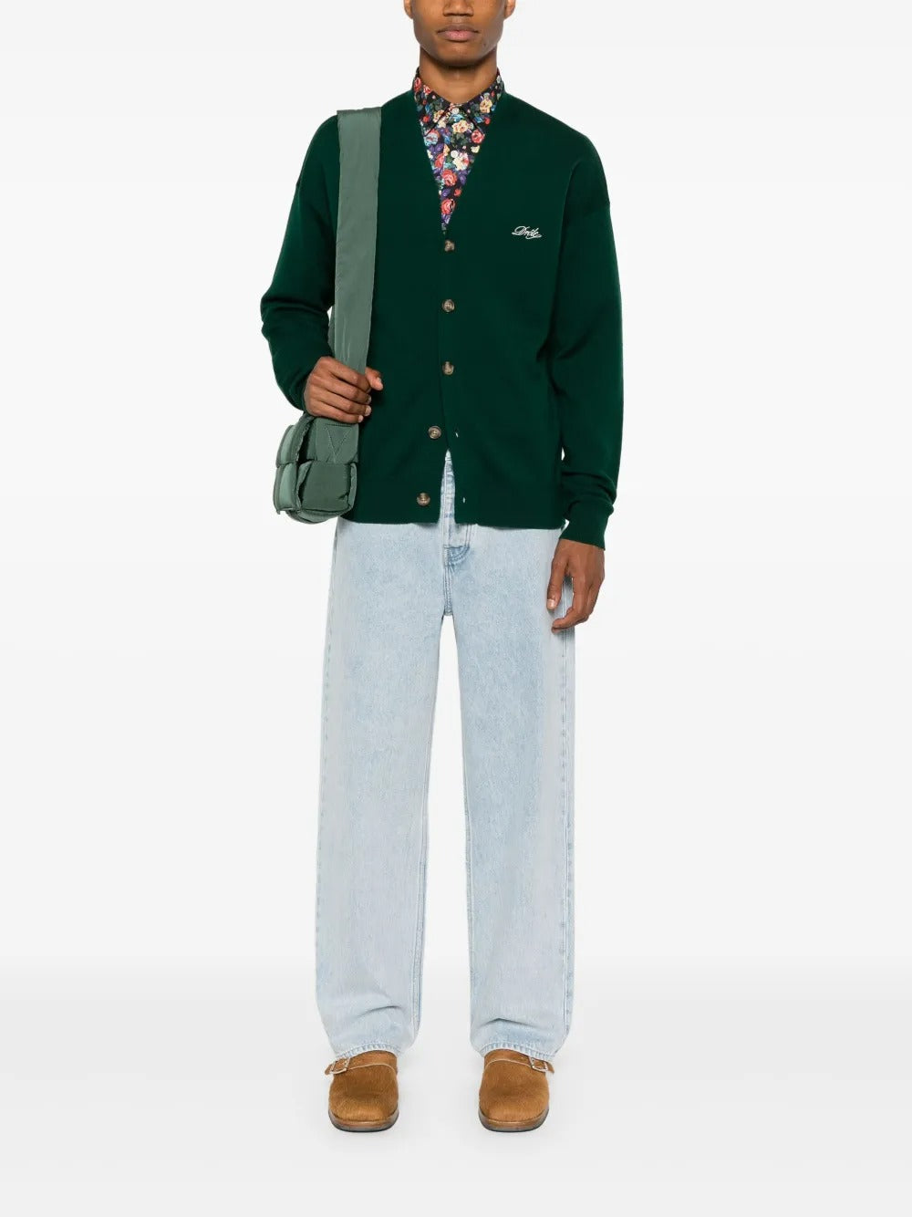 Embroidered-logo knitted cardigan-DRÔLE DE MONSIEUR-Verso