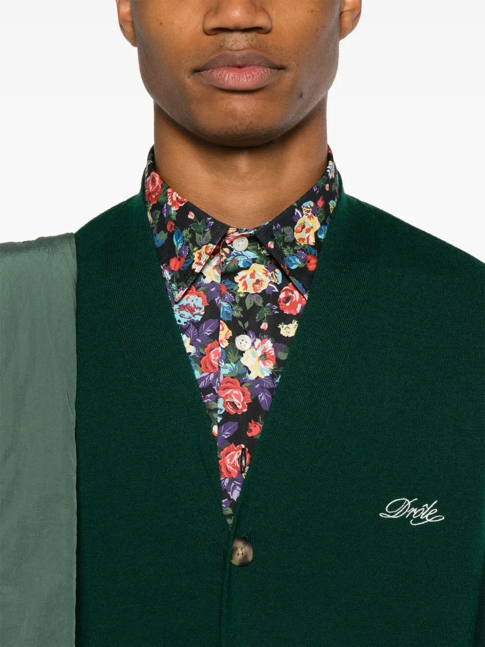 Embroidered-logo knitted cardigan-DRÔLE DE MONSIEUR-Verso