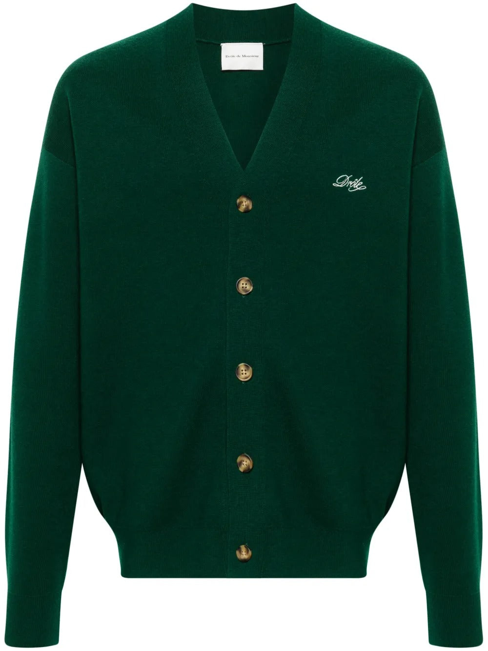 Embroidered-logo knitted cardigan-DRÔLE DE MONSIEUR-310933-XS-Verso