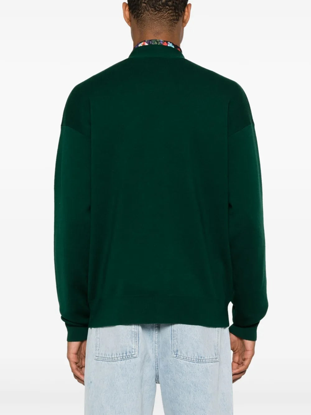 Embroidered-logo knitted cardigan-DRÔLE DE MONSIEUR-Verso
