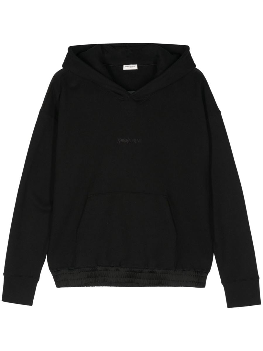 EMBROIDERED LOGO LONG-SLEEVE HOODIE SAINT LAURENT