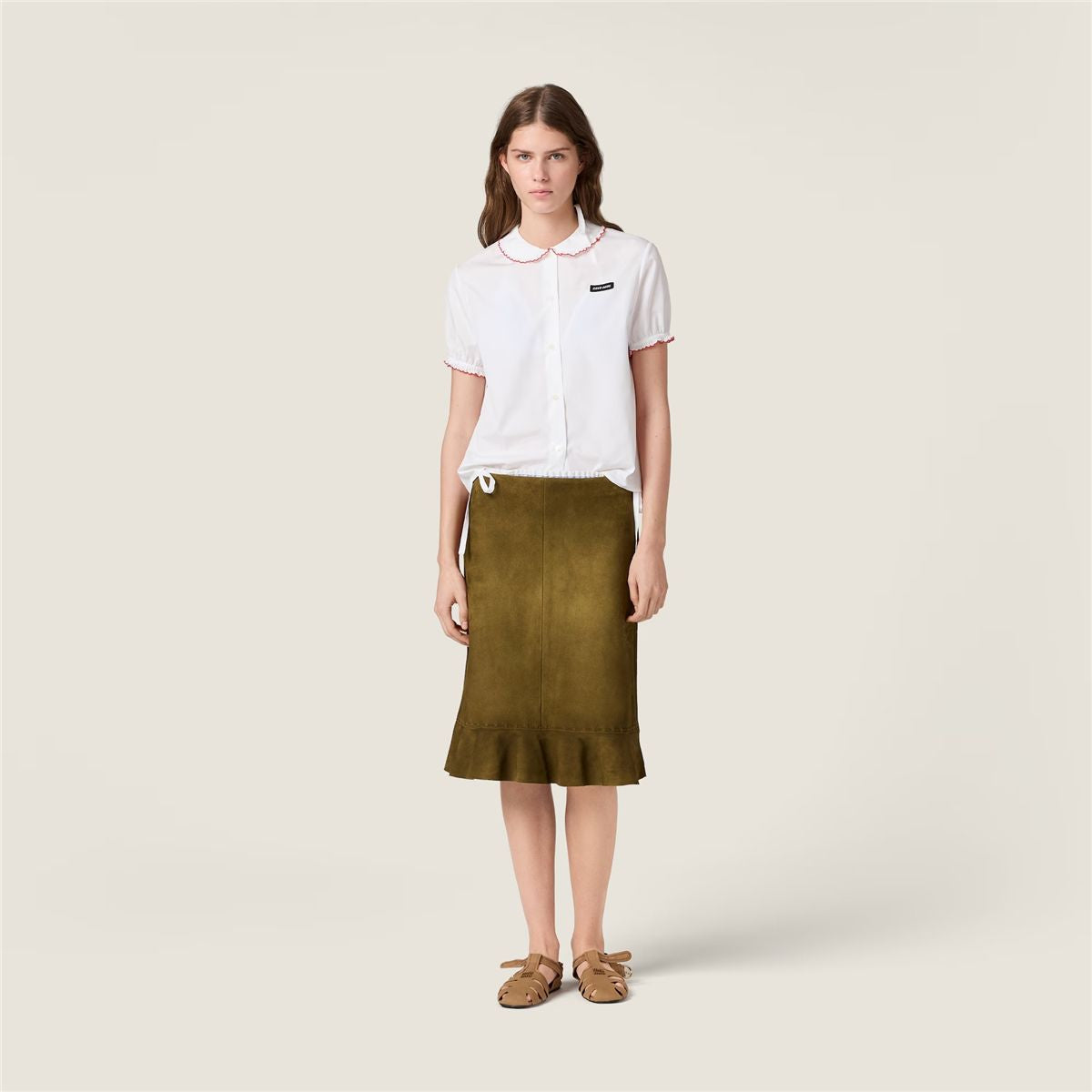 Embroidered poplin shirt-MIU MIU-Verso