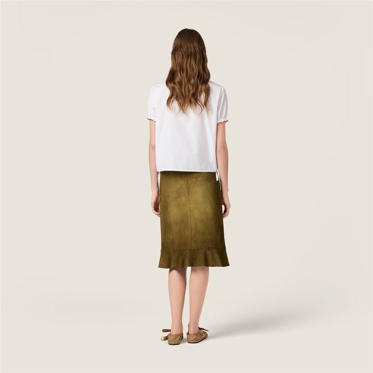 Embroidered poplin shirt-MIU MIU-Verso