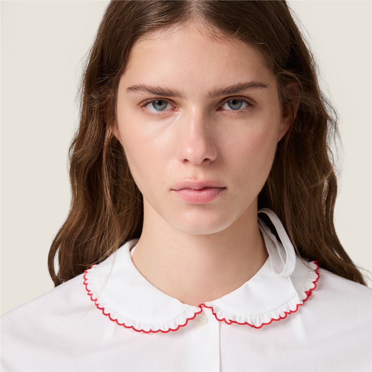 Embroidered poplin shirt-MIU MIU-Verso