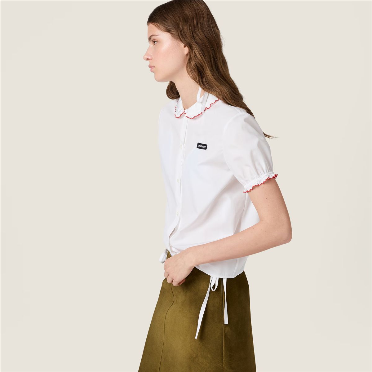 Embroidered poplin shirt-MIU MIU-Verso