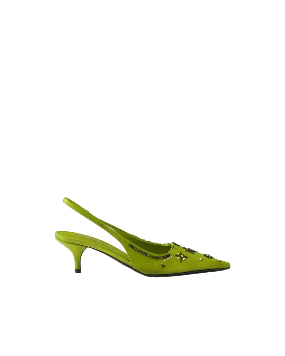 Embroidered satin slingback pumps-PRADA-312181-37-Verso