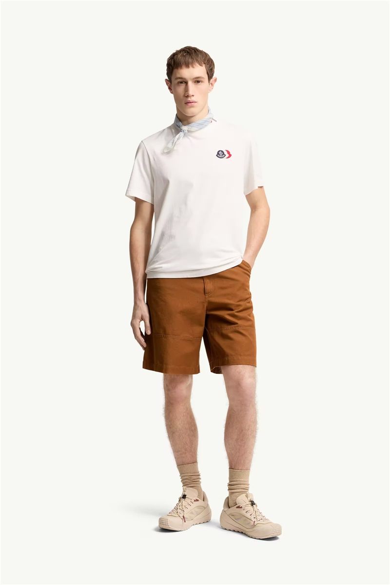 Embroidered tricolor logo cotton t-shirt-MONCLER-Verso