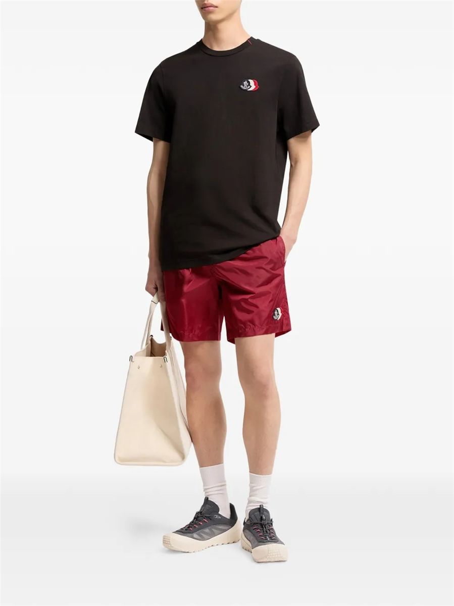 Embroidered tricolor logo cotton t-shirt-MONCLER-Verso