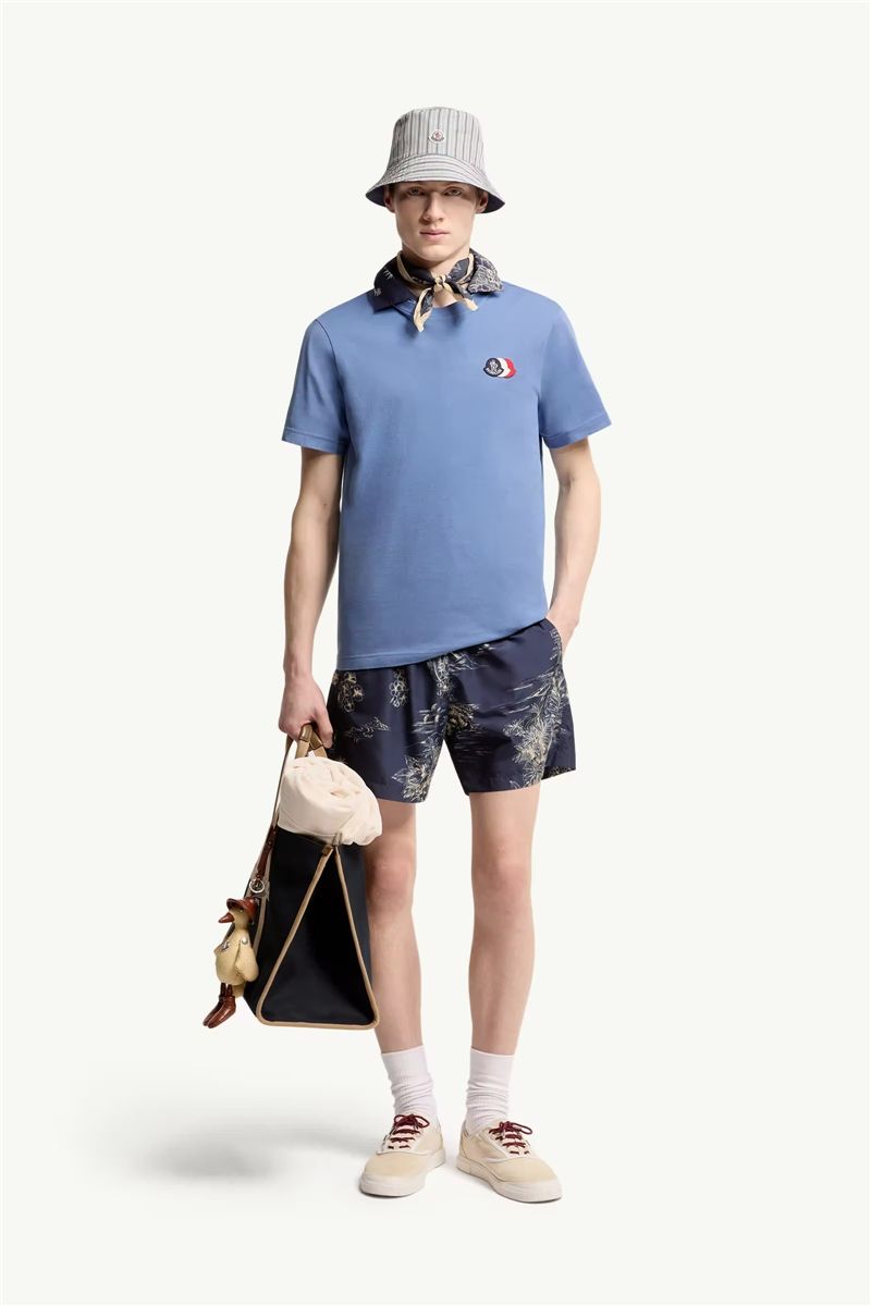 Embroidered tricolor logo cotton t-shirt-MONCLER-Verso