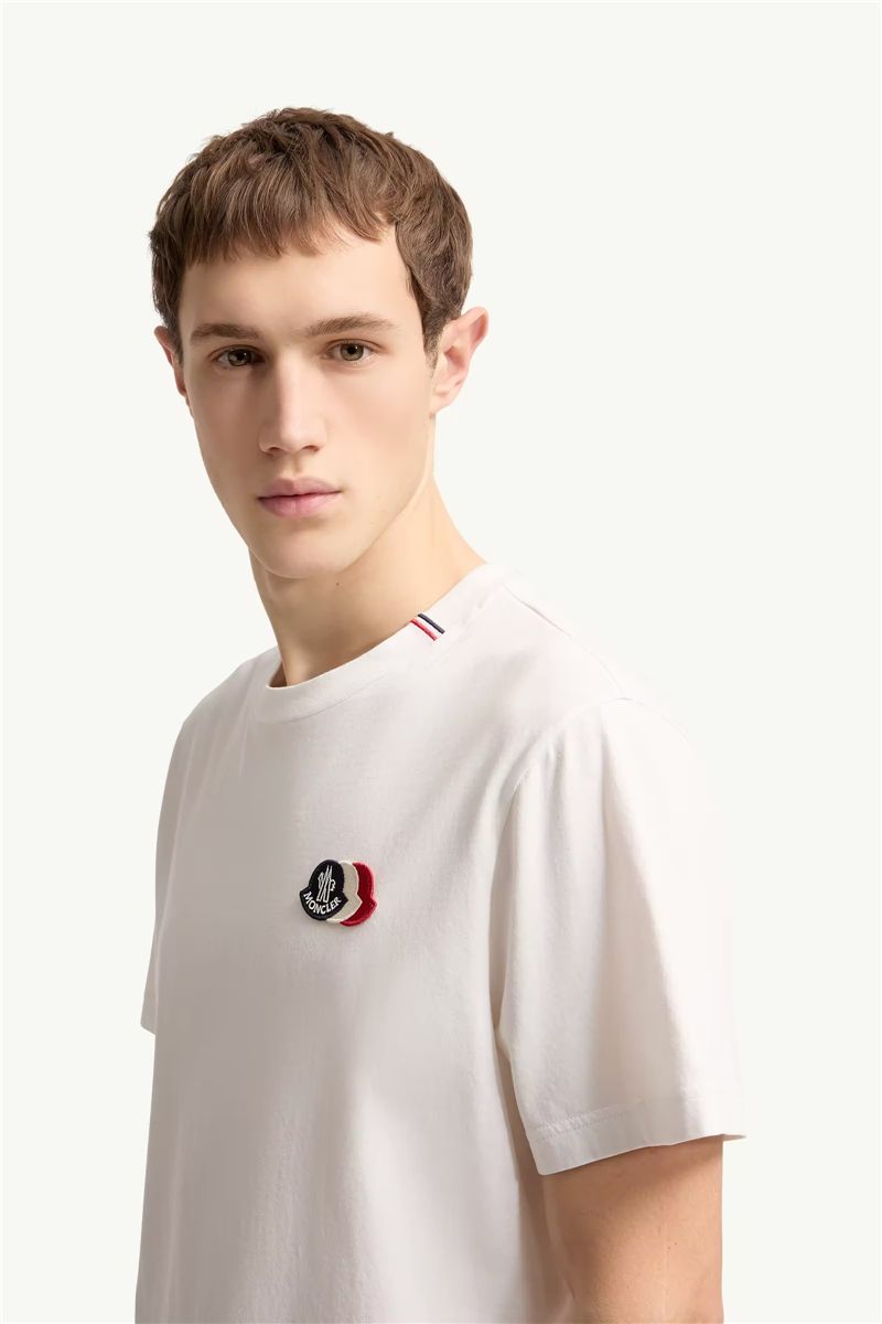 Embroidered tricolor logo cotton t-shirt-MONCLER-Verso