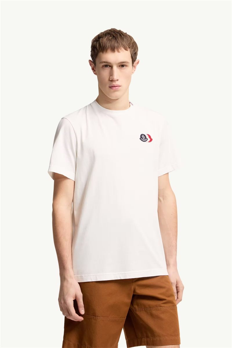 Embroidered tricolor logo cotton t-shirt-MONCLER-Verso