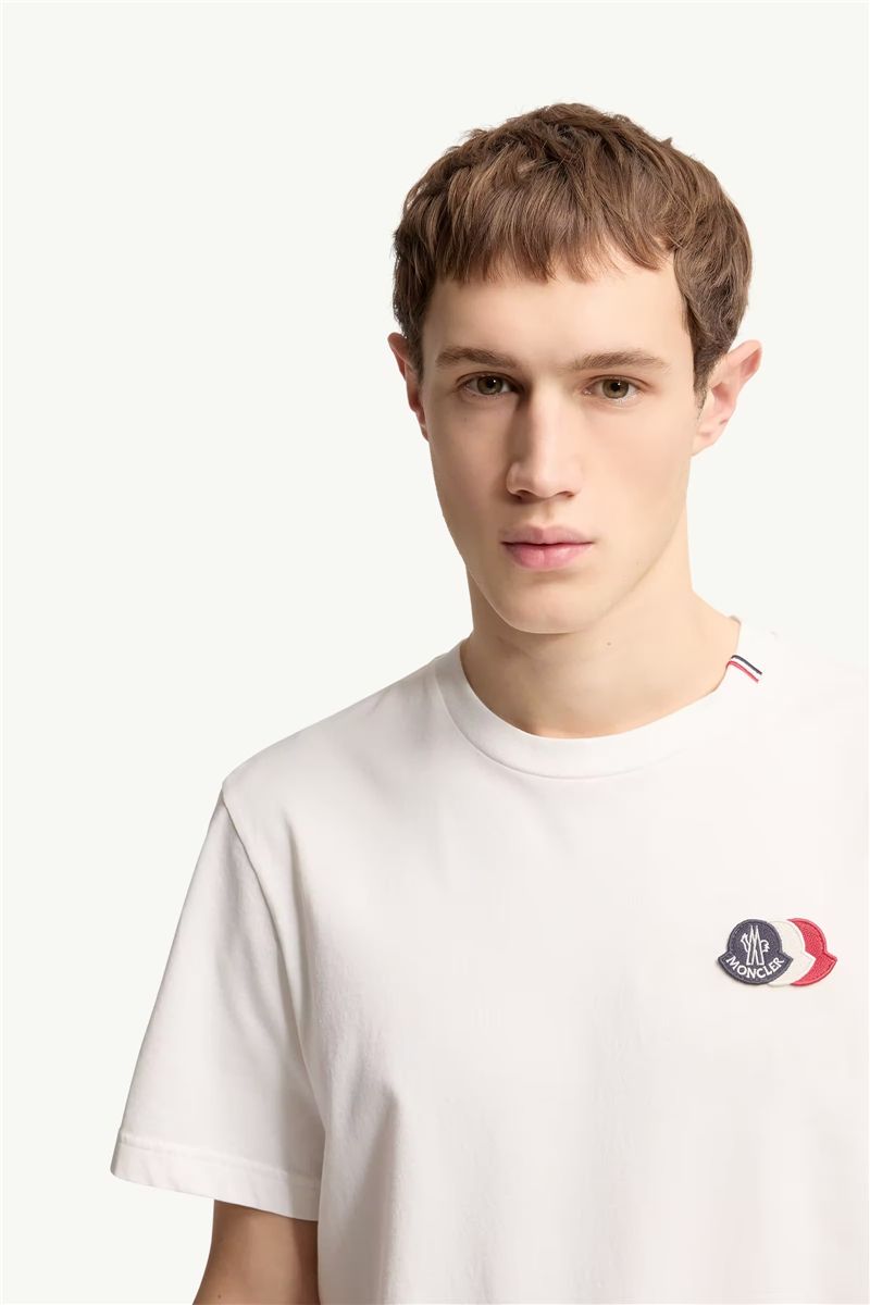 Embroidered tricolor logo cotton t-shirt-MONCLER-Verso