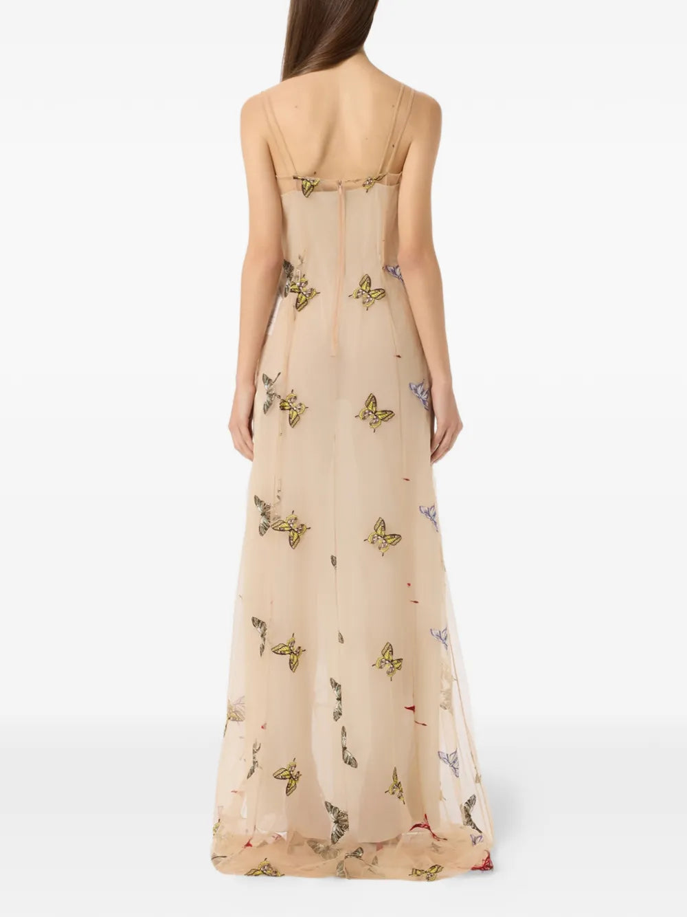 Embroidered tulle maxi dress-BLUMARINE-Verso