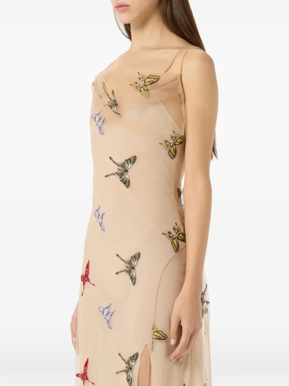 Embroidered tulle maxi dress-BLUMARINE-Verso
