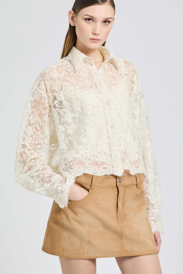 Embroidered tulle shirt with matching top-ERMANNO SCERVINO-Verso