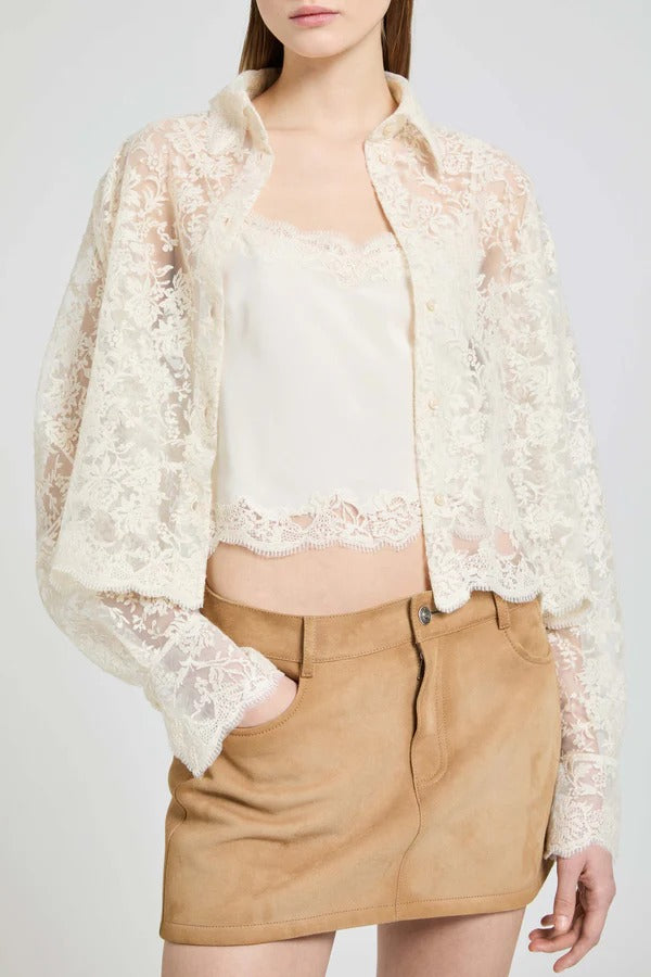 Embroidered tulle shirt with matching top-ERMANNO SCERVINO-Verso