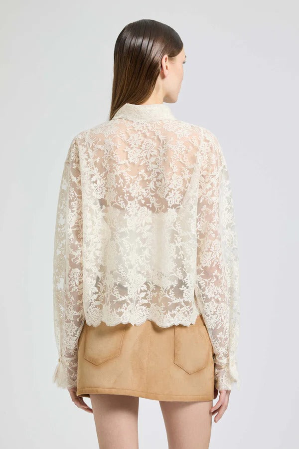 Embroidered tulle shirt with matching top-ERMANNO SCERVINO-Verso