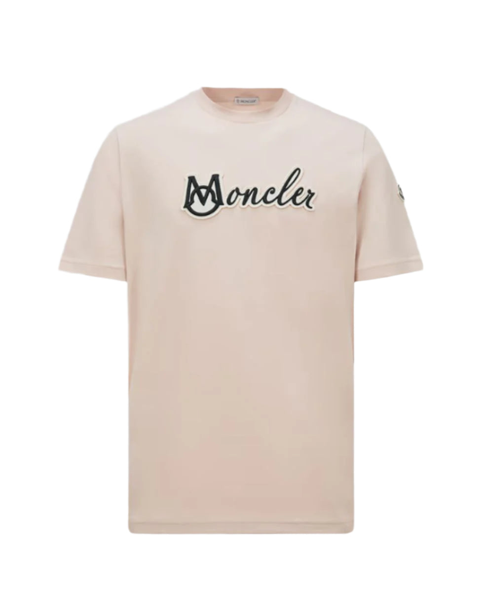 EMBROIDERED VARSITY LOGO COTTON T-SHIRT - MONCLER - Verso
