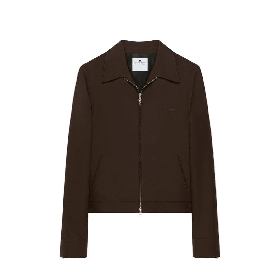 embroidered zipped twill jacket-COURREGES-Verso