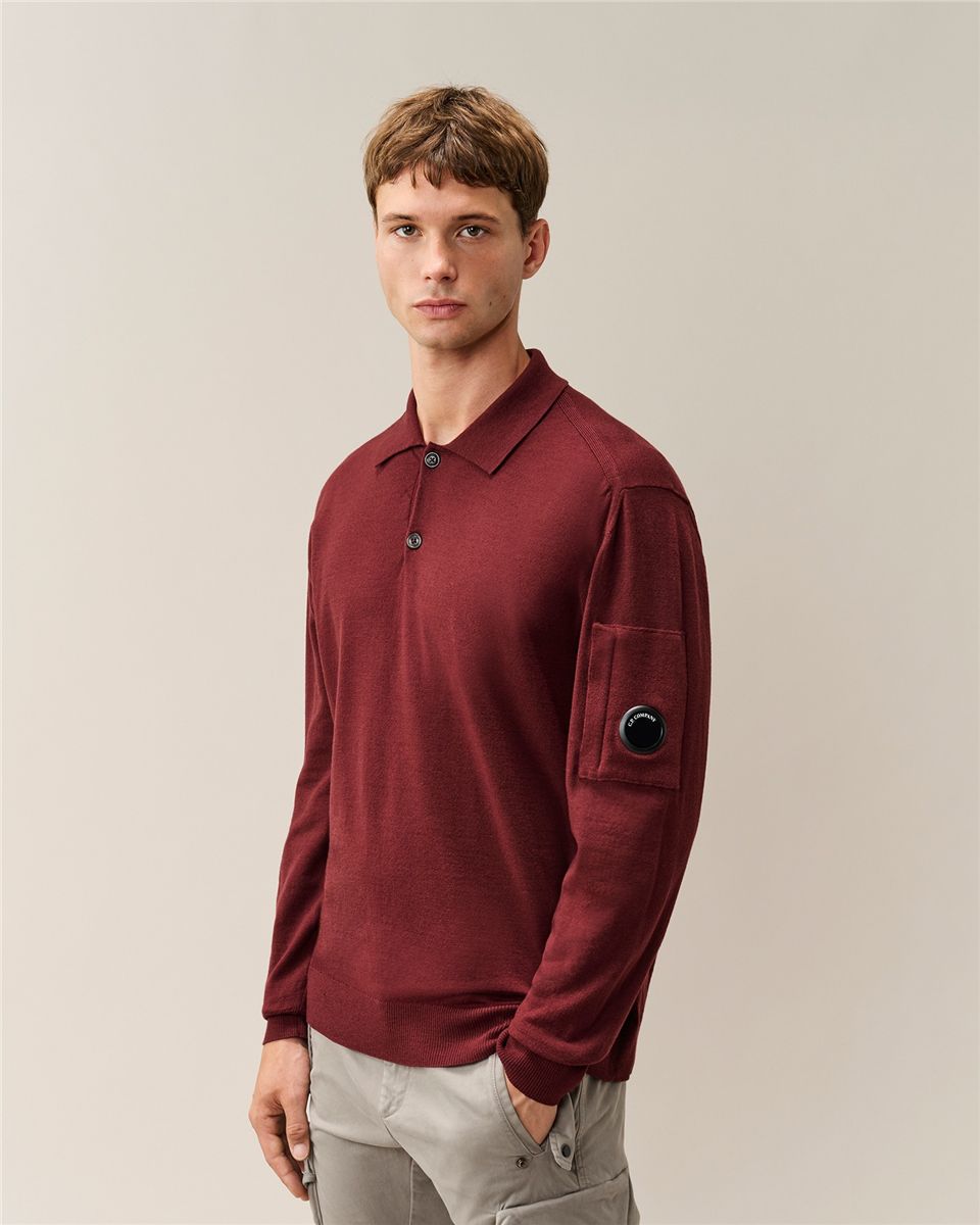Extrafine merino wool lens polo sweater-C.P. COMPANY-Verso